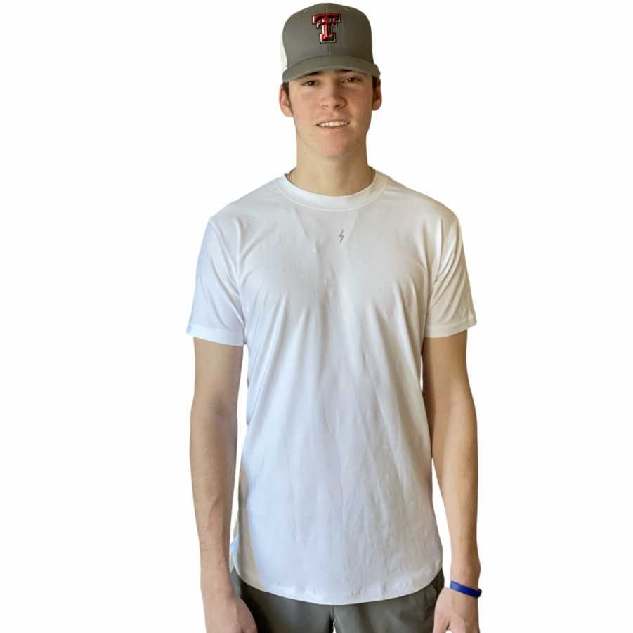 Apparel * | Bruce Bolt Short Sleeve Performance T-Shirt With Reflective Bolt- White