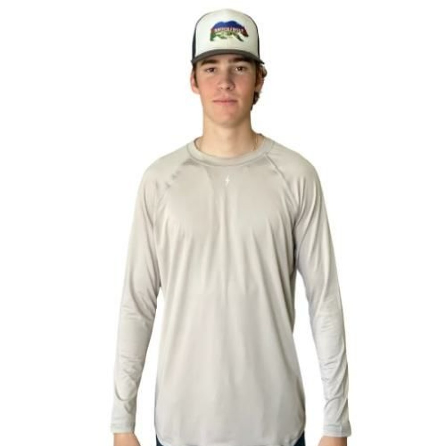 Apparel * | Bruce Bolt Long Sleeve Performance T-Shirt With Reflective Bolt- Grey