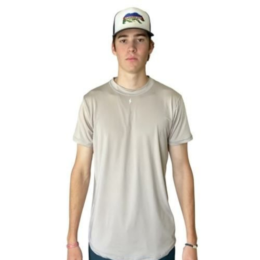 Apparel * | Bruce Bolt Short Sleeve Performance T-Shirt With Reflective Bolt- Desert Grey