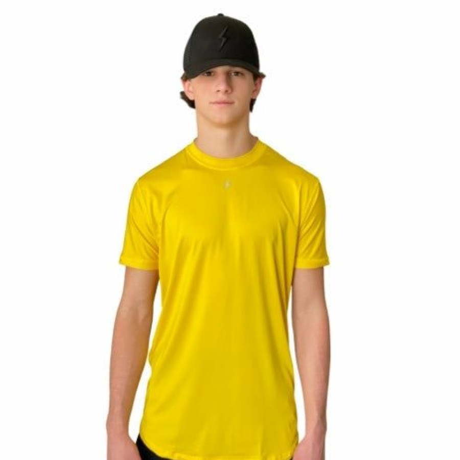 Apparel * | Bruce Bolt Short Sleeve Performance T-Shirt With Reflective Bolt- Yellow