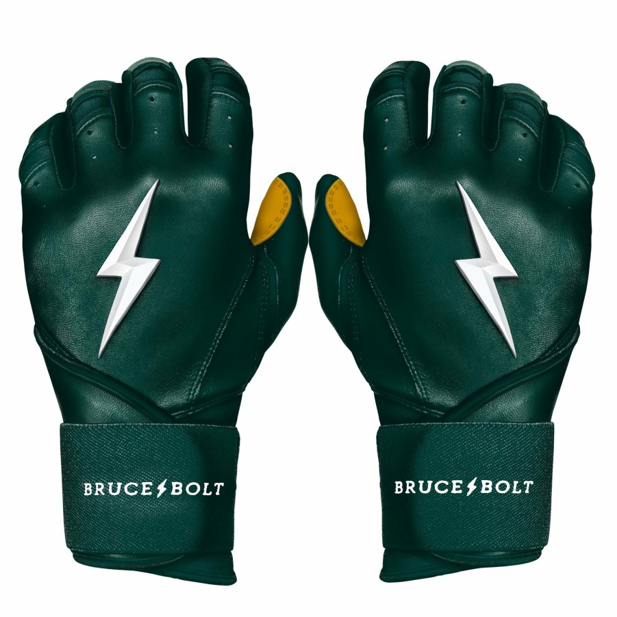 Batting Gloves * | Bruce Bolt Premium Pro Long Cuff Batting Gloves | Green