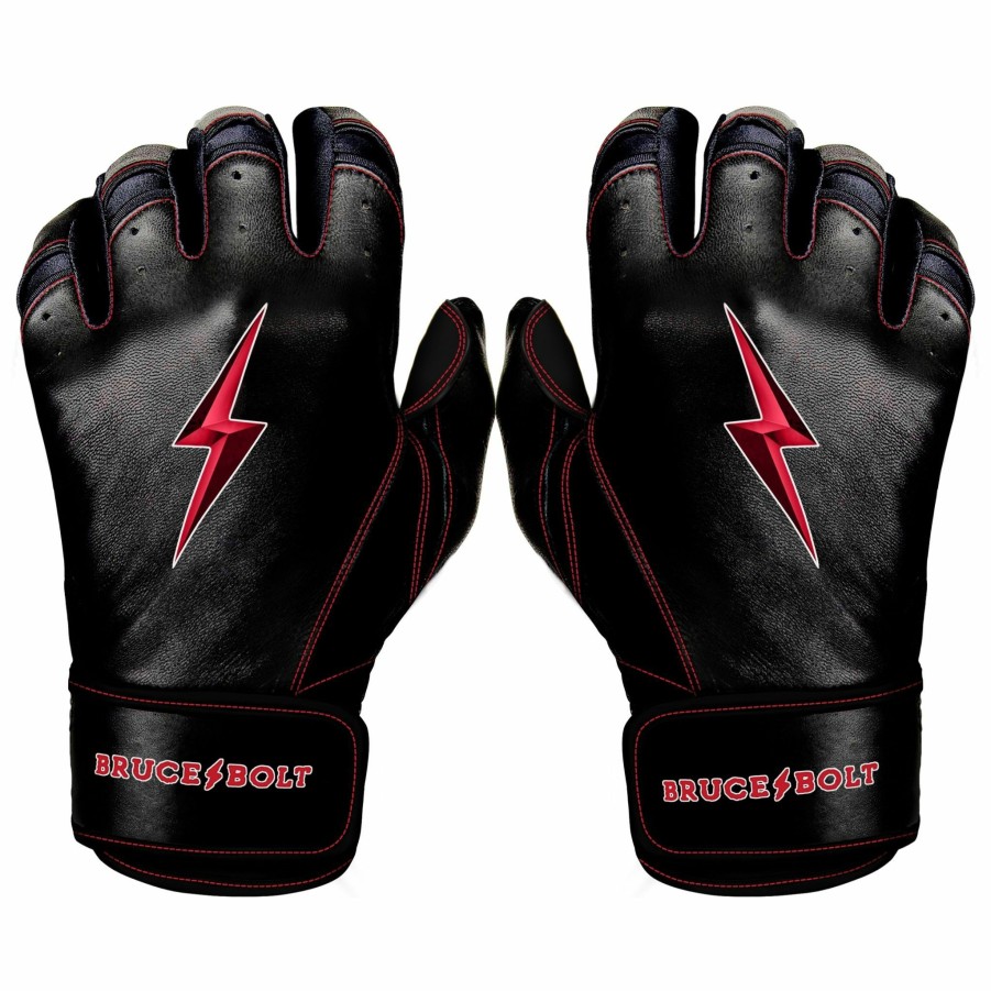 Batting Gloves * | Bruce Bolt Premium Pro Tc42 Series Short Cuff Batting Gloves | Black