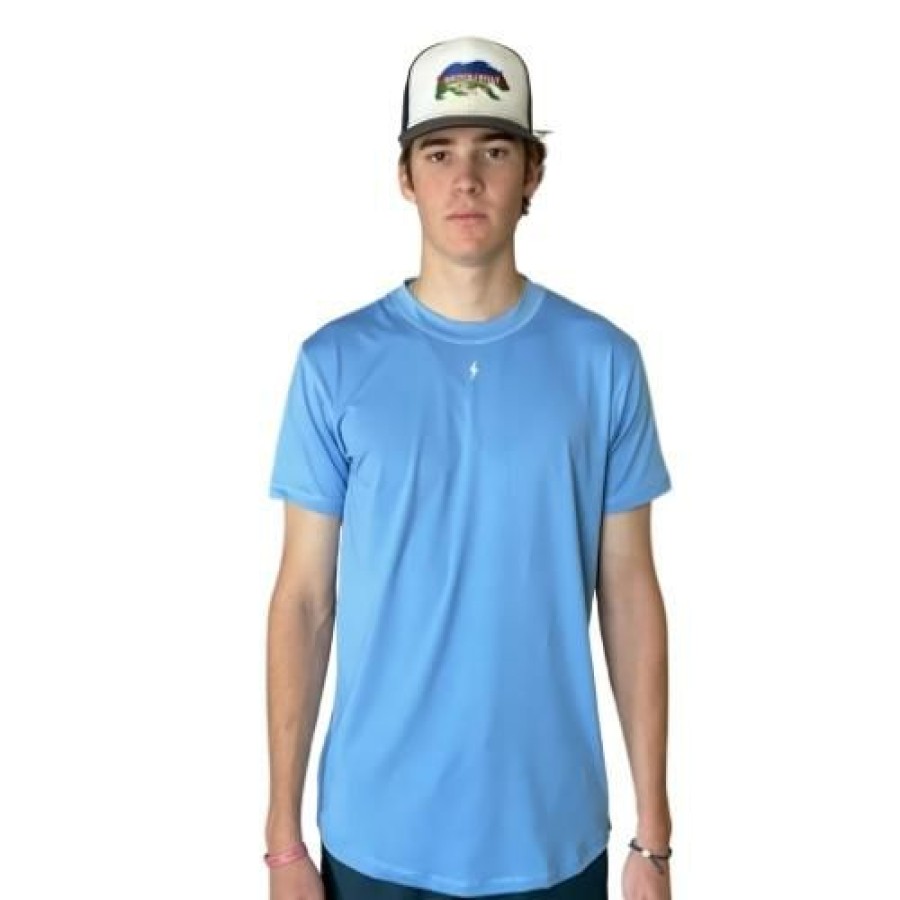 Apparel * | Bruce Bolt Short Sleeve Performance T-Shirt With Reflective Bolt- Baby Blue