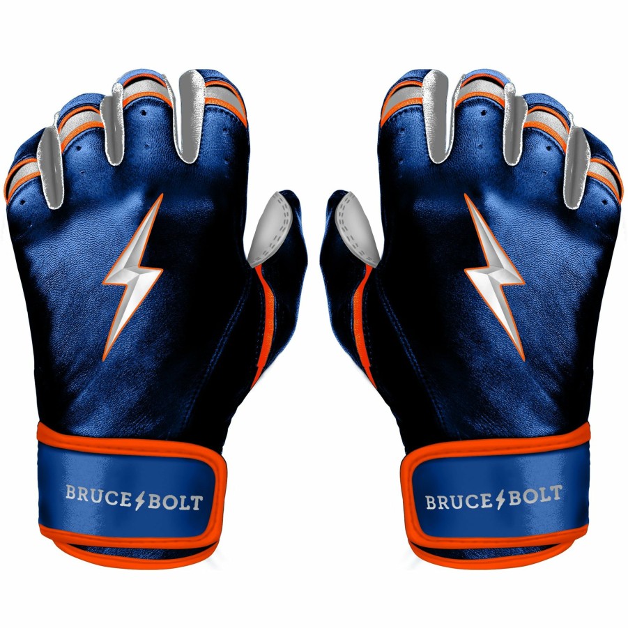 Batting Gloves * | Bruce Bolt Premium Pro Nimmo Series Short Cuff Batting Gloves | Mets Blue