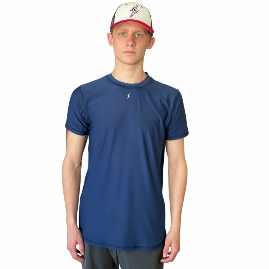 Apparel * | Bruce Bolt Short Sleeve Performance T-Shirt With Reflective Bolt- Navy