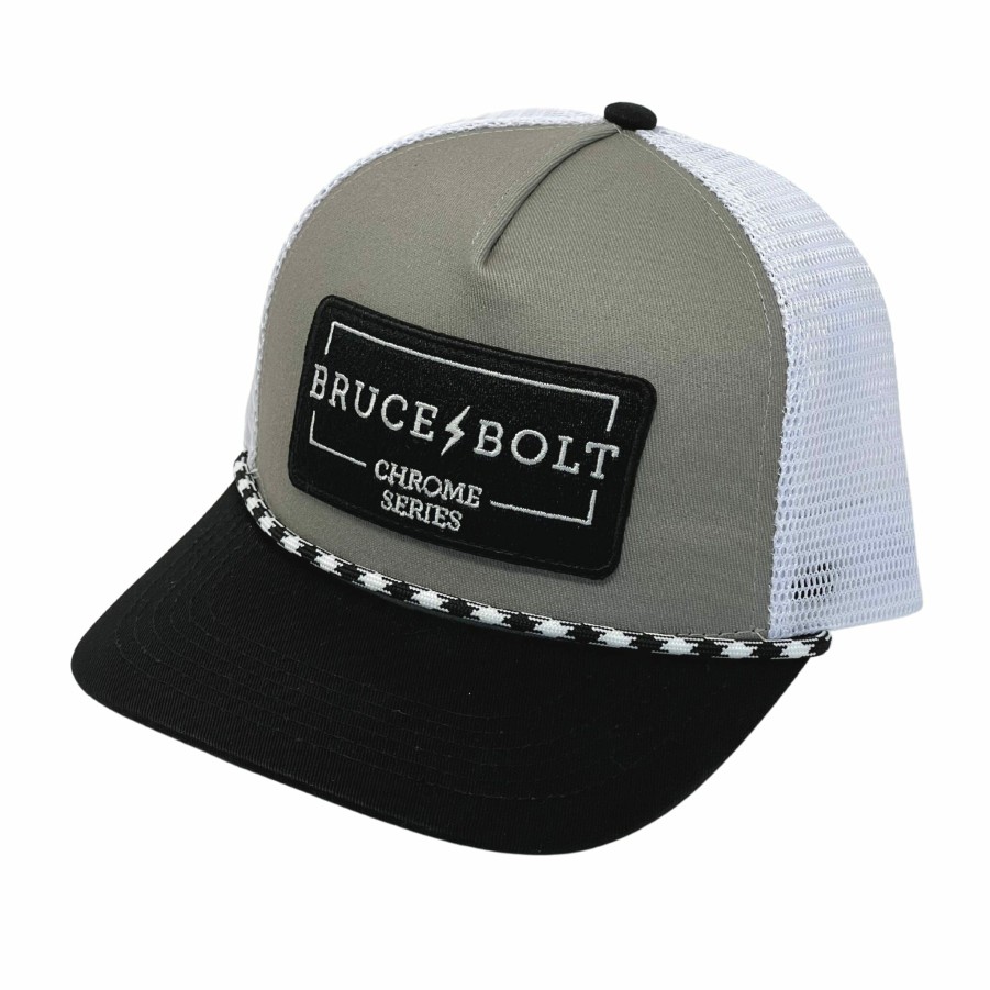 Apparel * | Bruce Bolt "Chrome Series" Patch 5-Panel Mesh Snapback Rope Trucker'S Hat