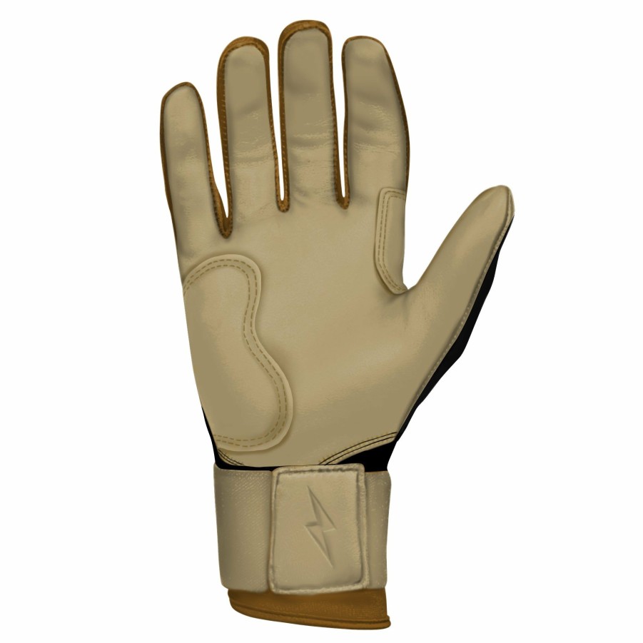 Batting Gloves * | Bruce Bolt Premium Pro Gold Series Long Cuff Batting Gloves Gold Black