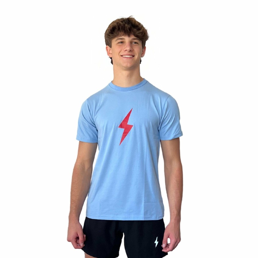 Apparel * | Bruce Bolt "Bolt" Casual T-Shirt Baby Blue W/Red Bolt