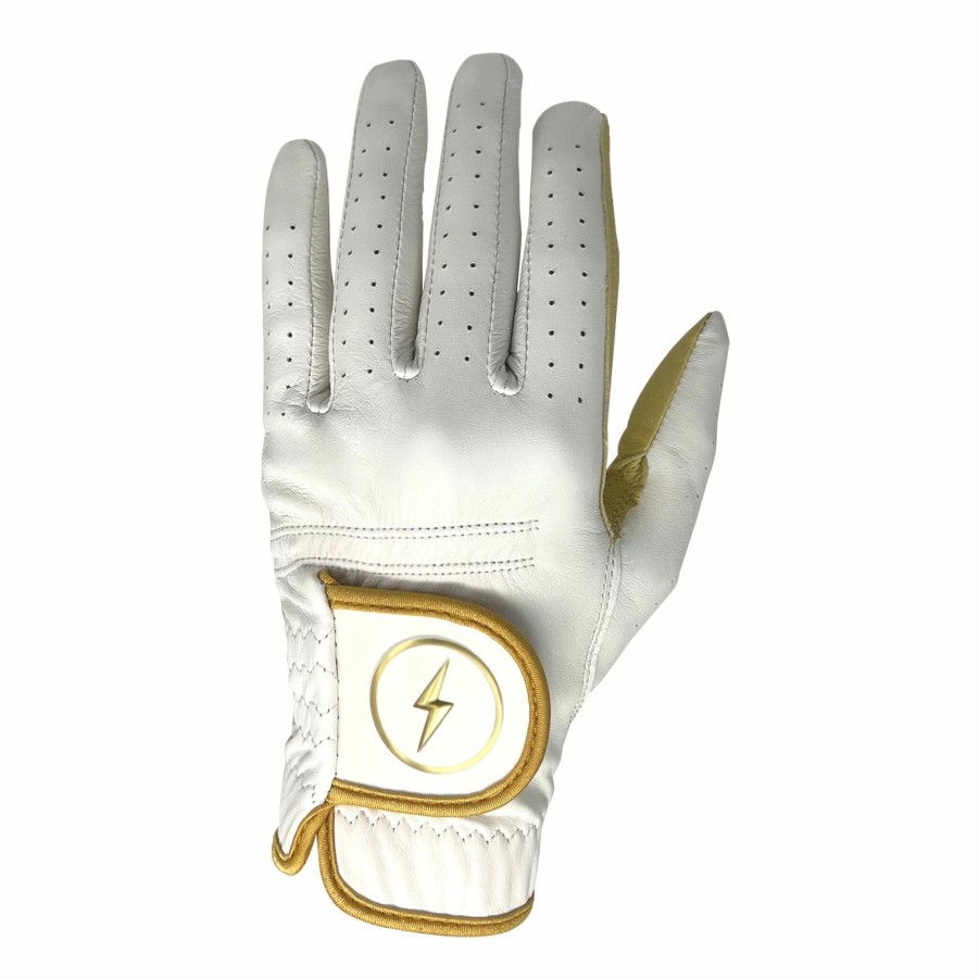 Batting Gloves * | Bruce Bolt Gold Series Golf Glove White Left