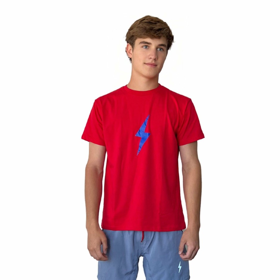 Apparel * | Bruce Bolt "Bolt" Casual T-Shirt Red W/Blue Bolt