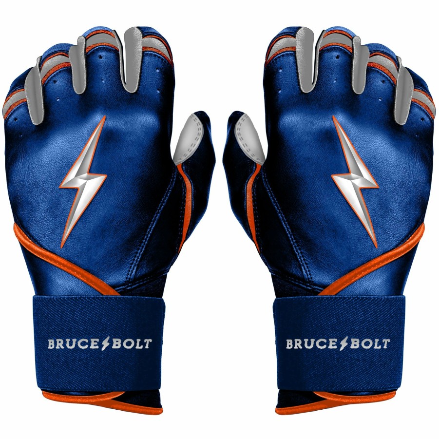 Batting Gloves * | Bruce Bolt Premium Pro Nimmo Series Long Cuff Batting Gloves | Mets Blue