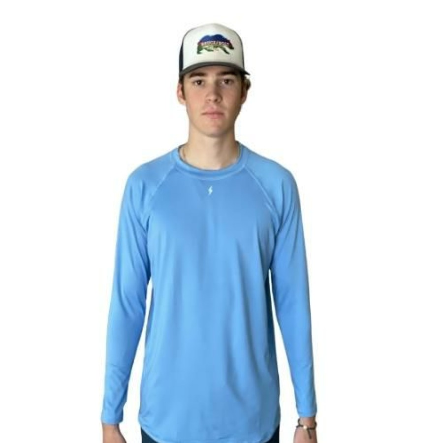 Apparel * | Bruce Bolt Long Sleeve Performance T-Shirt With Reflective Bolt- Baby Blue