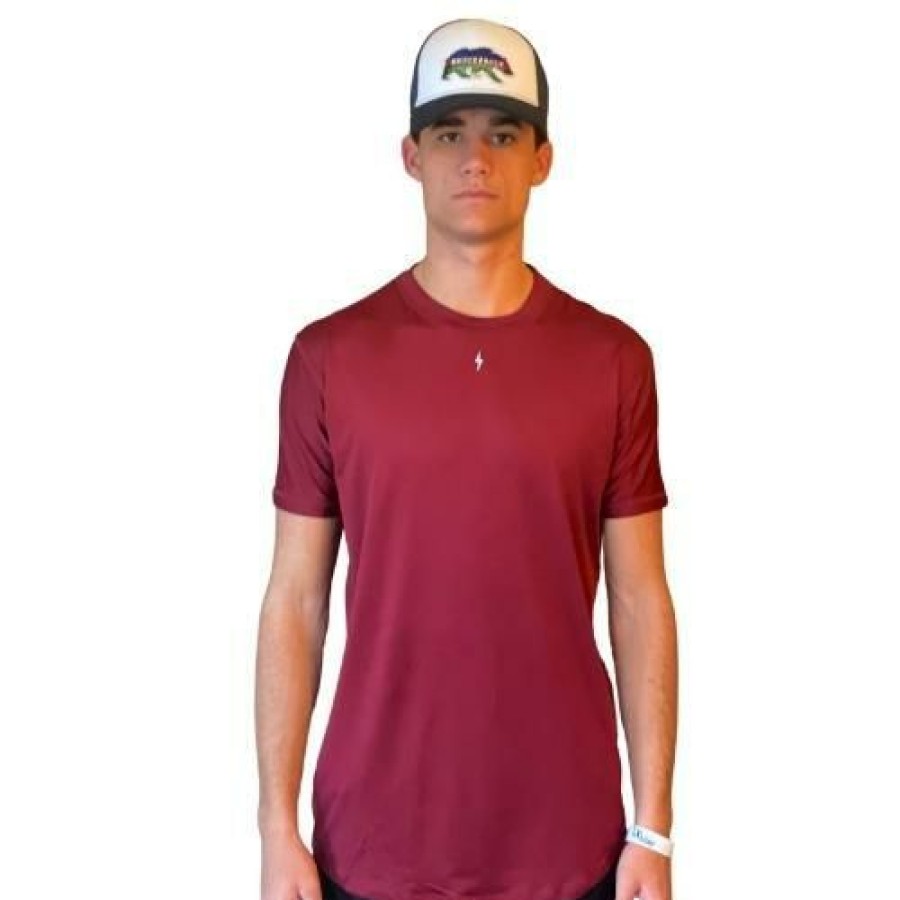 Apparel * | Bruce Bolt Short Sleeve Performance T-Shirt With Reflective Bolt- Maroon