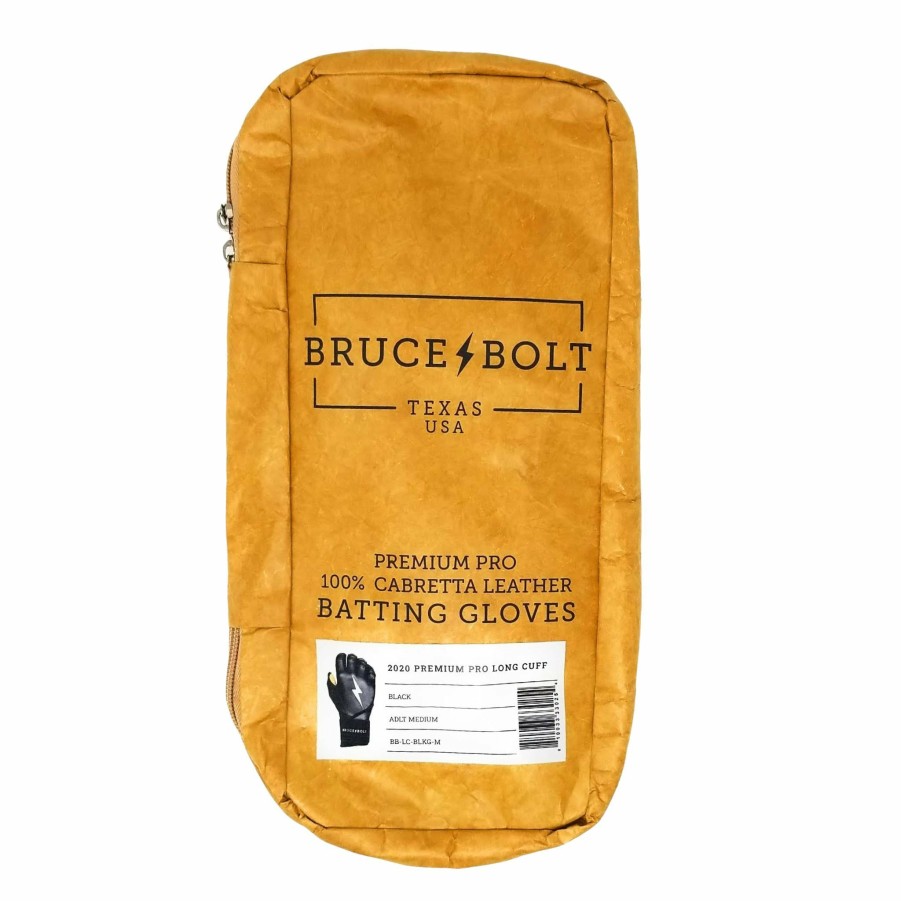 Batting Gloves * | Bruce Bolt Premium Pro Long Cuff Batting Gloves | Black